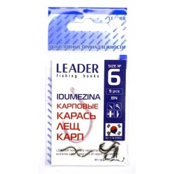 Гачки рибальські, №6, Leader Idumezina, 9шт/уп, колір BN